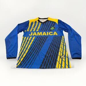 Orro Dry-Fit Mens Blue Yellow Jamaica Soccer Long Sleeve Shirt #10 Jersey Size S